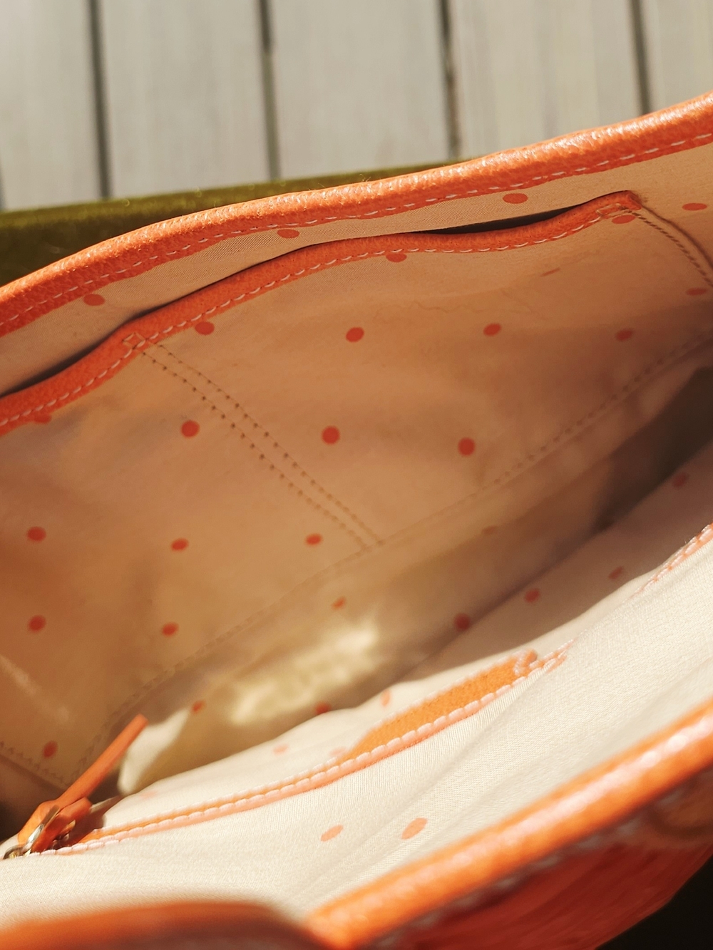 Vintage Kate Spade NY Straw Raffia & Leather "Ava" Clutch — Sunset Orange - Picture 5 of 6